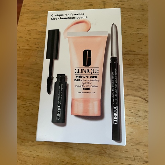 Clinique Fan Favorites black eyeliner mascara moisture surge lotion box set of 3 - Picture 3 of 13